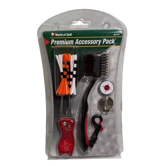 World Of Golf Premium Accessory Pack Divot Club Brush Marker Polymer Golf Tees - Picture 1 of 6